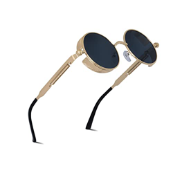 besbomig Gafas de Sol Unisex Polarizadas Círculo Metálico UV400 - Gafas de Sol Redondas Ronda Marco de Metal Gafas para Mujeres y Hombres Sunglasses en oferta
