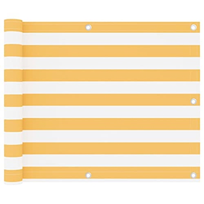 Pantalla de Balcón, Pantalla de Privacidad de Patio Blanca Y Amarilla, Protección UV para Patio Trasero, Balcón, Terraza de Porche Al Aire Libre