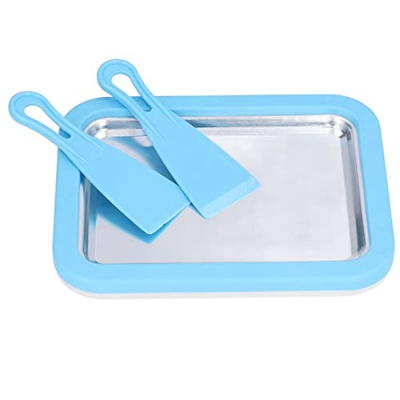 Máquina de Yogur Frito, Heladera Enrollada, Acero Inoxidable Sartén para Hacer Helados Instantáneos Bandeja de Hielo Frito Máquina para Hacer Helados 