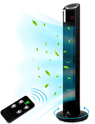 AERSON Ventilador de torre 90 cm con mando a distancia | Ventilador de pie con oscilación 45 W | Ventilador de 3 niveles de velocidad | Pantalla LED i en oferta