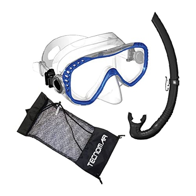 TECNOMAR Máscara Tropica SIL. TRANSP + respirador + Bolsa Gafas de bucear, Adultos Unisex, Azul/Negro (Multicolor), Talla Única
