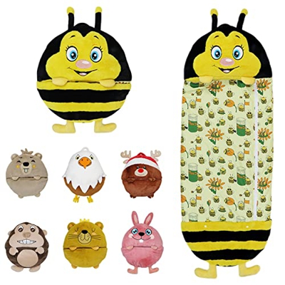 Sacos de Dormir Suaves y Cálidos para Niñas y Niños (63x23.6inch(M), Abeja)