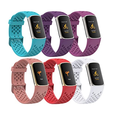 Wizvv Correa Compatible con Fitbit Charge 5 Tracker, Correas de Reloj Deportivo de Silicona Suave y Transpirable de Repuesto para Charge 5 para Mujere