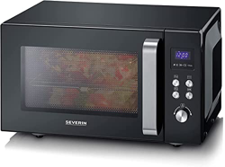 SEVERIN Microondas 2 en 1, microondas con grill y base de cerámica para descongelar y calentar, microondas digital grande para platos cuadrados, negro en oferta