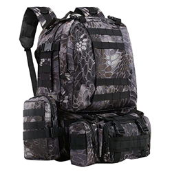 SHANNA Mochila Militar, Mochila Crossfit, Mochila Militar Tactica de 55 L para Senderismo al Aire Libre Camping Trekking Pesca Caza (Negro Con Estampa precio