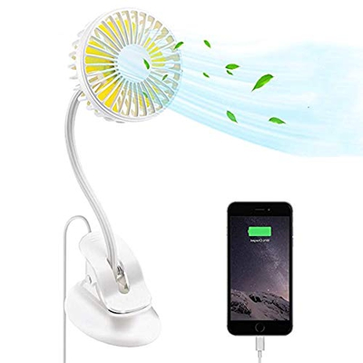 Aire Acondicionado Portatil Mini clip portátil en el ventilador, 3 velocidades, flexible flexible USB Ventilador de escritorio tranquilo recargable qu
