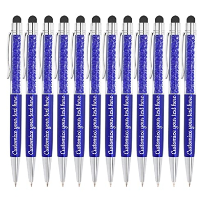 Bolígrafos de cristal personalizados con lápiz capacitivo, bolígrafos metálicos personalizados con nombre con tinta negra impresa con ideas de mensaje