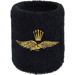 Muñequera de diseño exclusivo de águila con corona bordada, Crossfit, bordada y absorbente, de rizo, color negro, para fitness, regalo de entrenamient características
