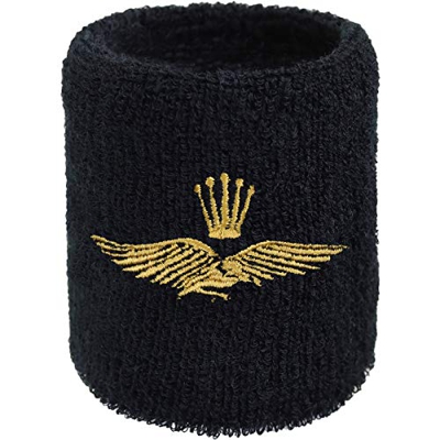 Muñequera de diseño exclusivo de águila con corona bordada, Crossfit, bordada y absorbente, de rizo, color negro, para fitness, regalo de entrenamient