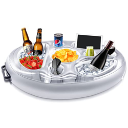 AMOBON Hinchables Posavasos Piscina, 8 Agujeros Flotador Bar Piscina, Soporte para Vasos de Bebidas Accesorios Adultos para Piscina Fiesta Playa (Gray precio
