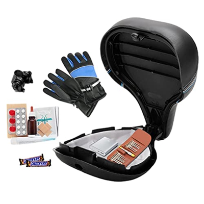 Fencelly Asiento de bicicleta impermeable que absorbe los golpes con almacenamiento, cómodo cojín de sillín ancho para ciclismo al aire libre, bicicle