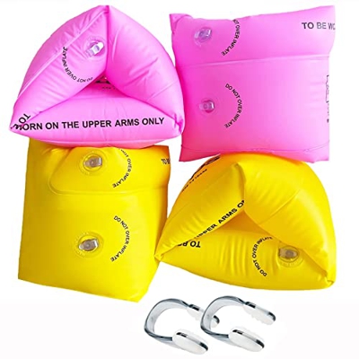 Manguitos Hinchables,PVC Resistente con Válvula de Seguridad y 2 Cámaras de Aire,Ayuda para Nadar de Seguridad para Niños Mayores de 2 Años y Adultos 
