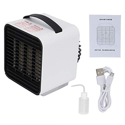 Jadeshay Aire Acondicionado USB Recargable Ion Negativo Aire Acondicionado Ventilador Mini Enfriador Aire Acondicionado Ventilador Blanco