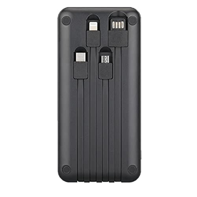 Three-in-One Comes with Four-Wire Mobile Power Mobile Phone Holder Power Bank 10000Mah Power Bank Black (Black)