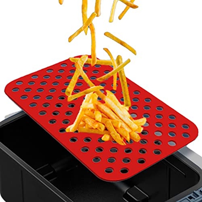 Alfombrilla resistente al calor para freidora de aire, Revestimiento de silicona para freidora de aire rectangular de 8 pulgadas para cesta de freidor