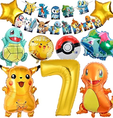 7 Años Globos Decoracion Niños Cumpleaños,Decoracion Cumpleaños Niño, Decoracion Fiesta 7 Cumpleaños,Pika-chu Helium Foil Balloons,Niños Cumpleaños Fi