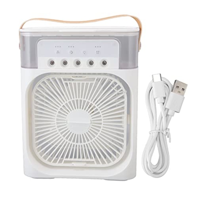 Haofy Ventilador Enfriador de Aire 600ml 10W 3 Modos de Velocidad 7 Colores LED Humidificador Función de Temporizador Aire Acondicionado Portátil para