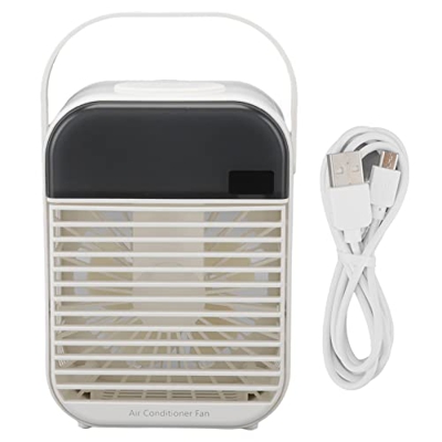 Zerodis Ventilador de Refrigeración de Aire Acondicionado, Ventilador de Aire Acondicionado Portátil de bajo Ruido, Enfriador Evaporativo USB de 3 Niv