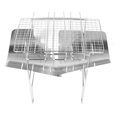 Gedourain Rejilla Plegable para Barbacoa de Camping, Rejilla para Barbacoa, Luz Portátil, 16 Orificios de Fuga para Exteriores