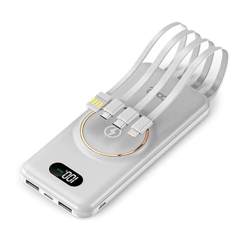 Batería Externa Universal Power Bank 10.000 mAh + Qi Carga Inalámbrica (4 Conexiones) Blanco en oferta