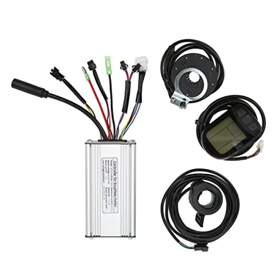 BuyWeek Kit de controlador de motor de bicicleta eléctrica, DC 36V/48V Bicicleta eléctrica 22A Controlador de onda cuadrada LCD5 Panel 130X Kit de con