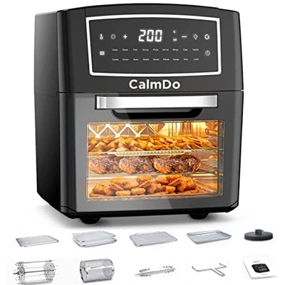 NA Freidora de Aire Caliente de Cocina JLWS, Horno de freidora sin Aceite de 12L con 18 programas, función de Mantener Caliente, Pantalla táctil, Horn