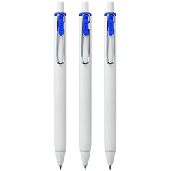 Uni-Ball UMN-S-05 - Bolígrafos retráctiles de tinta de gel, punta de 0,5 mm, barril blanco, tinta azul, paquete de 3 características
