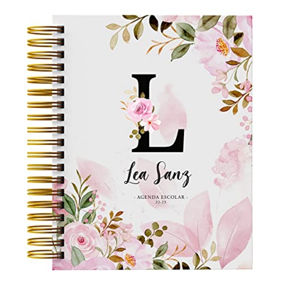 Agenda Escolar 2022-2023 - Agenda Escolar desde Septiembre 2022 a Agosto 2023 - Tamaño A5 - Diseño Flores en Portada - Agenda Personalizada Semana Vis