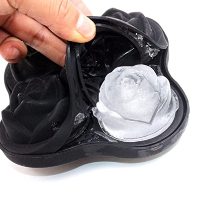 routinfly Bandejas de cubitos de hielo para congelador, 4 rosas de hielo de celosía de hielo, bandejas de hielo de silicona a prueba de fugas