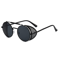 besbomig Steampunk Gafas de Sol Redondas Gafas de Sol Polarizadas Mujer Retro Gafas de Sol Hombre Moda Gafas Redondas Protección UV400 Gafas de Sol Un características