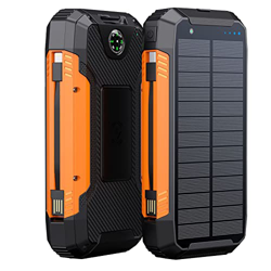 Cargador Solar Power Bank, 20000mAh 30000mAh con Cable Type-C/iOS 2 Salidas USB 2 Puertos De Entrada Brújula LED Incorporada (Color : Orange, Size : 2 precio