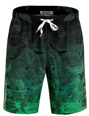 APTRO Bañadores de natación, Pantalones Cortos de los Hombres de Secado rápido Playa Surf Pantalones Cortos de natación Tallas Grandes Verde BS023 2XL