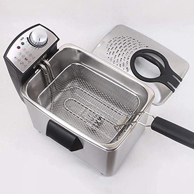 FETION Control de Temperatura de Acero Inoxidable de freidora de Grasa Profunda, Cesta de Aceite extraíble, 3 litros fáciles de Limpieza con Restauran
