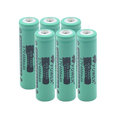 ALCR Batería de Iones de Litio de 3,7v 4500mah 18650, Uso Recargable para Linterna, Tableta, portátil,vehículo, grabadora de Datos deviaje, 6 uds.