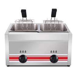 1 0L 20L 30L Acero inoxidable Lpg Freidora, freidora de gas comercial, potencia de fuego ajustable, for papas fritas rosquillas, cesta desmontable y t precio