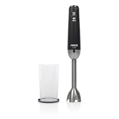 Princess 221229 Batidora de mano con potente motor de 1200 W, resistente varilla y cuchillas de acero inoxidable, vaso medidor incluido, velocidad aju