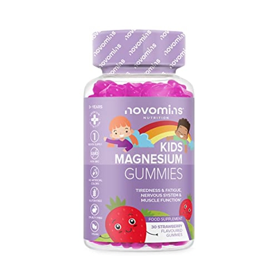 Novomins Gominolas de Magnesio para Niños – Vegano – Suplementos Masticables de Magnesio – Vitaminas de Niños para un Mes – 455 mg de Citrato de Magne