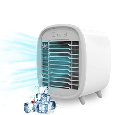 Aire Acondicionado Portatil Ventilador, Mini humidificador de Enfriador de Aire por evaporación USB con Tanque de Agua Grande para el Dormitorio de la