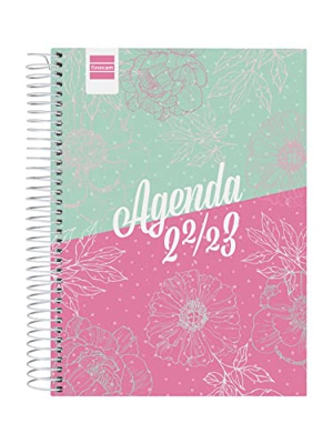 Finocam - Agenda 2022 2023 Cool 1 Día Página Septiembre 2022 - Junio 2023 (curso lectivo) + Julio y Agosto resumidos Floral Español