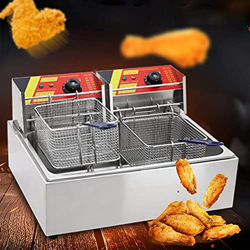 Freidora eléctrica comercial de 5000W, máquina for freír de acero inoxidable de cocina 12L, con control de temperatura y canasta, for el restaurante d en oferta