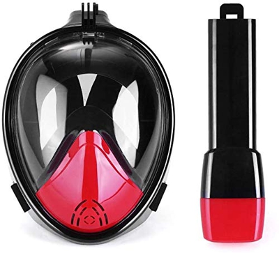 QHYXT Buceo Buceo Campo de visión de 180° Esnórquel Completamente seco Sello antivaho Ajustable Silicona para esnórquel (Negro L/XL)