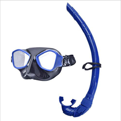 QHYXT Juego de esnórquel: máscara de Buceo, con Vista Amplia de válvula Superior Seca y máscara de esnórquel Ajustable, para Adultos y jóvenes (Azul) precio