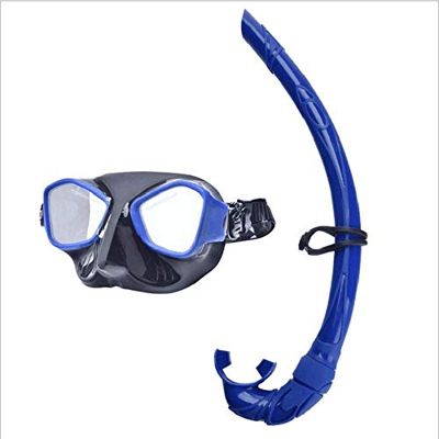 QHYXT Juego de esnórquel: máscara de Buceo, con Vista Amplia de válvula Superior Seca y máscara de esnórquel Ajustable, para Adultos y jóvenes (Azul)