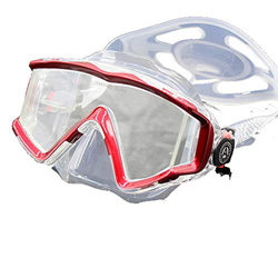 QHYXT Equipo de esnórquel de Buceo, con Correa Ajustable, Vista Amplia panorámica, máscara de Buceo antifugas y antivaho para Adultos y jóvenes (Rojo) en oferta