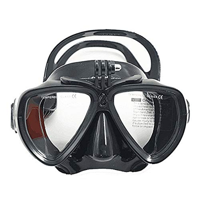 QHYXT Gafas de Buceo con esnórquel, Gafas de Buceo, cámara panorámica de Vidrio Templado de 180 ° ¿Se Puede Arreglar?, para Adultos y jóvenes (Negro)
