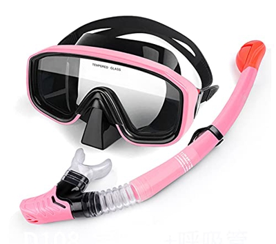 QHYXT Máscara de Buceo antivaho, Buceo con visión Amplia panorámica de 180°, respiración fácil y Equipo de esnórquel Profesional para Adultos, natació