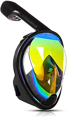 QHYXT Buceo Buceo Cara Completa Snorkel Antivaho Diadema Ajustable Snorkel Silicona líquida Equipo de natación subacuática para Adultos (L)