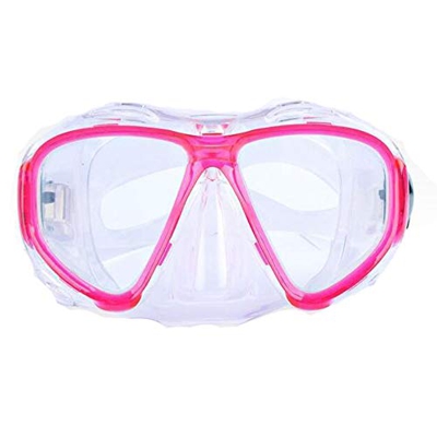 QHYXT Buceo con Falda y Banda de Silicona, con Buceo y apnea, para Adultos y Adolescentes (Transparente + Rosa)