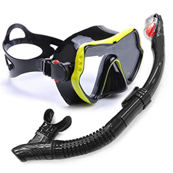 QHYXT Máscara de Buceo y Snorkels Gafas antivaho Buceo Natación Easy Breath Tube Set (Amarillo) características