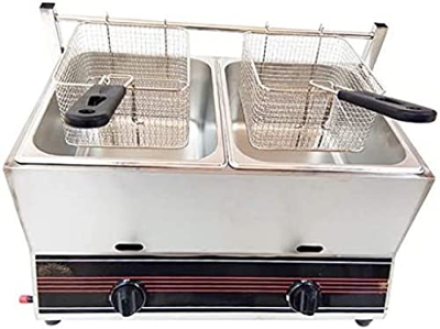 Freidora De Gas 22L De Doble Cilindro, Gran Capacidad, Freidora De Grasa Profunda, Material De Acero Inoxidable, Quemador De Calefacción por Infrarroj